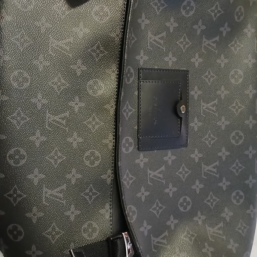 Louis Vuitton Black and Gray Messenger Bag with Iconic Monogram
